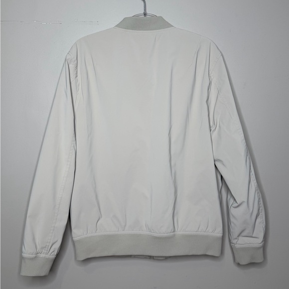 Denim & Flower Light Gray/Off White Bomber Jacket Zip Up Large EUC - Picture 2 of 8